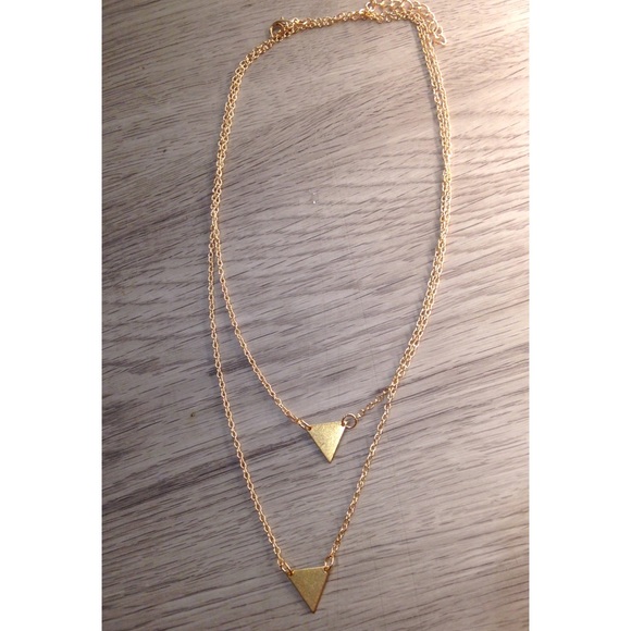 2-Tier Triangle Bohemian Indie Layered Necklace - Picture 3 of 4